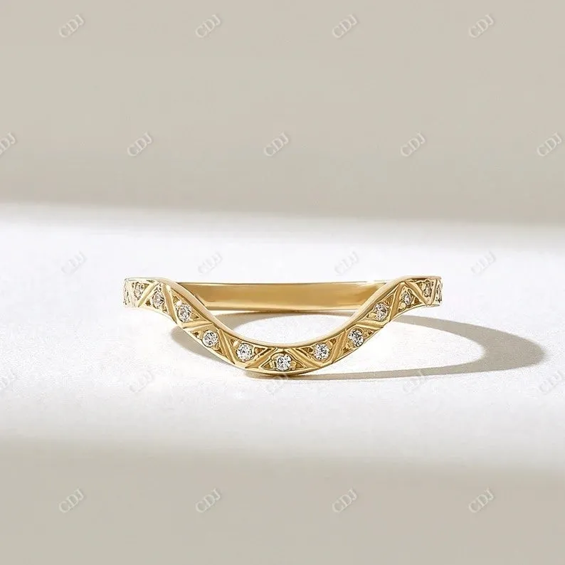 0.17CTW Round Lab Grown Diamond Curved Wedding Band