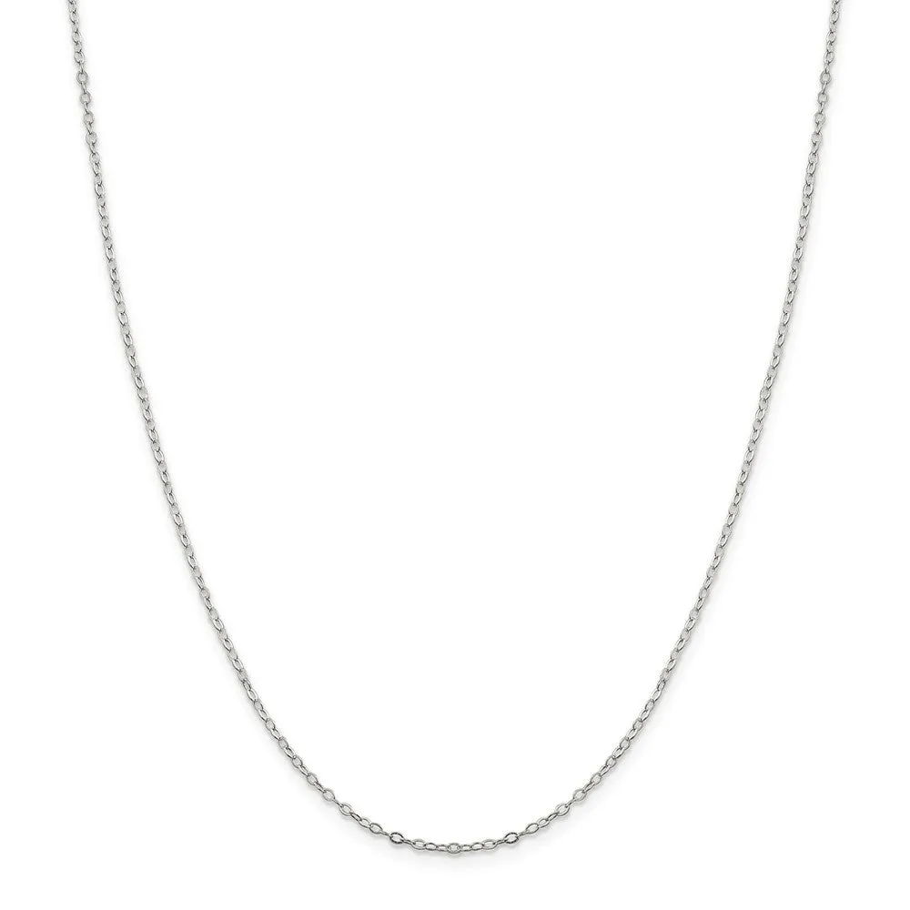 1.5mm Sterling Silver Flat Open Oval Cable Chain Necklace