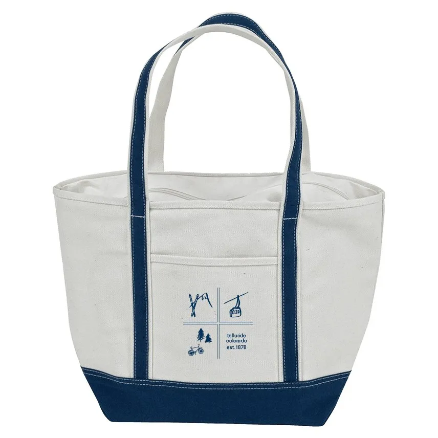 18 Oz. Medium White Canvas Zippered Boat Tote Customized with your Brand or Logo