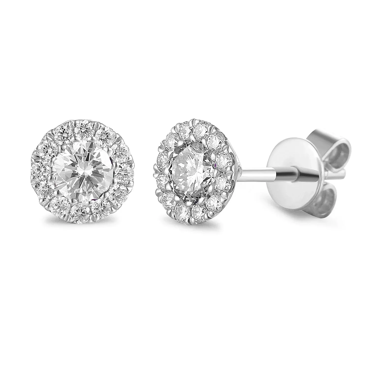 18ct White Gold 0.50ct Diamond Halo Stud Earrings