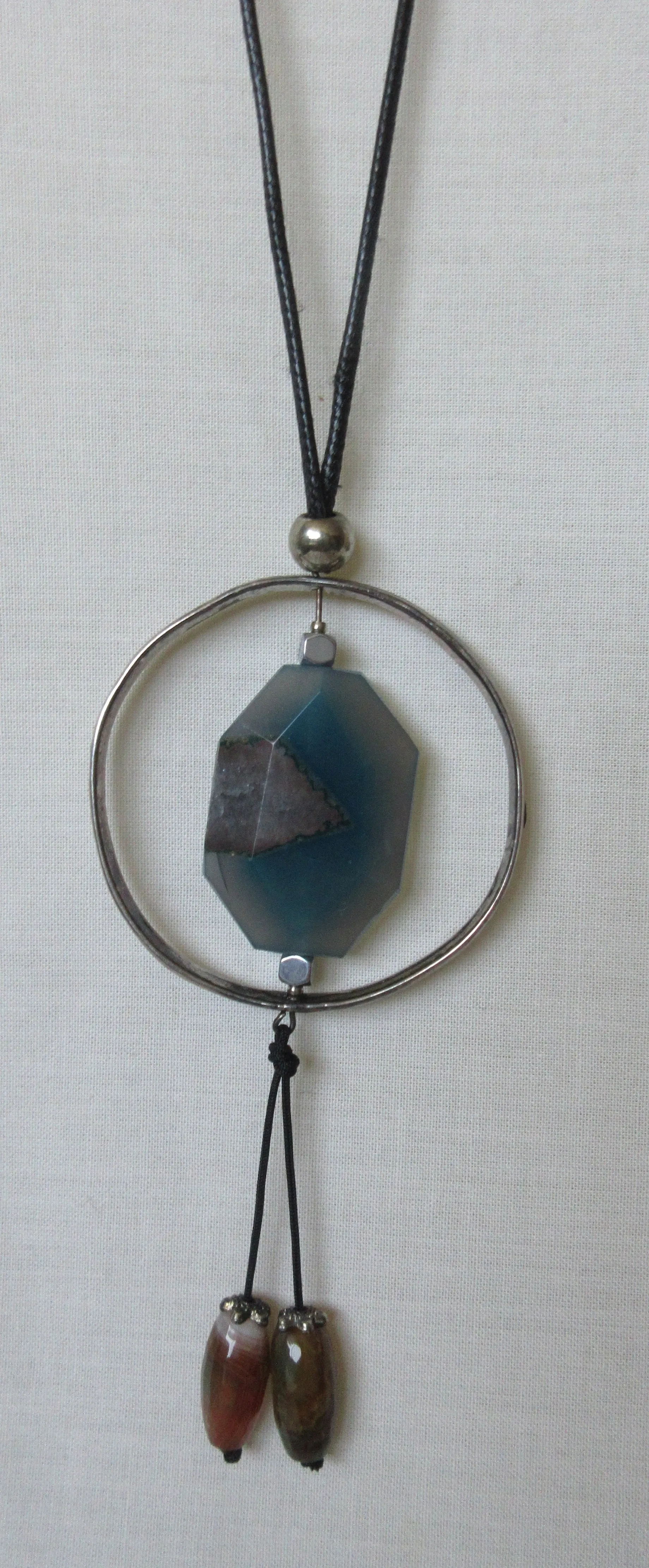 20A03 -Blue Stone Ring Necklace