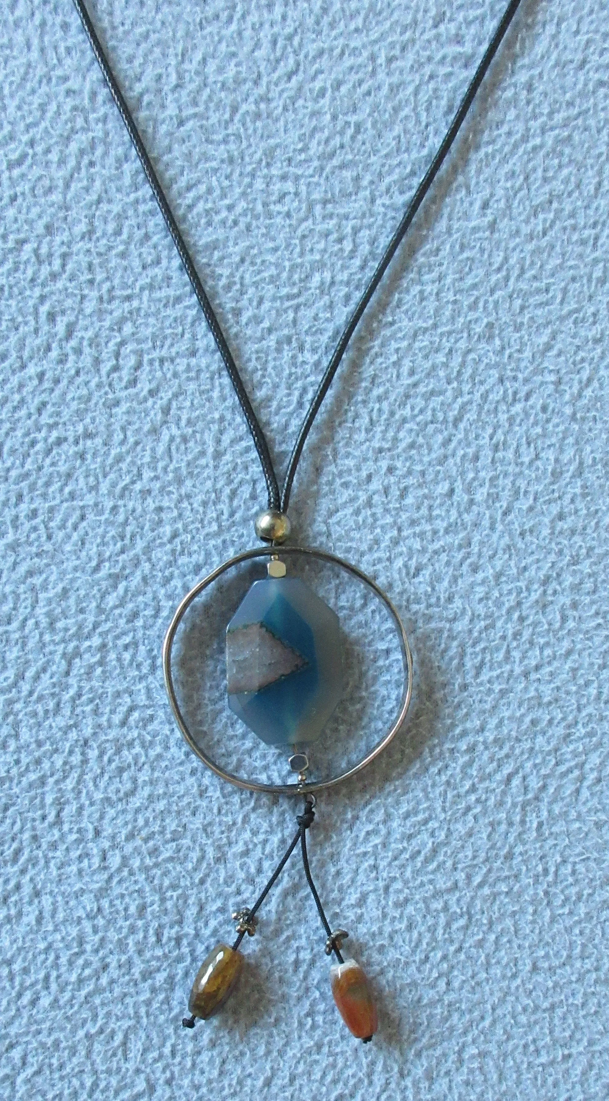 20A03 -Blue Stone Ring Necklace