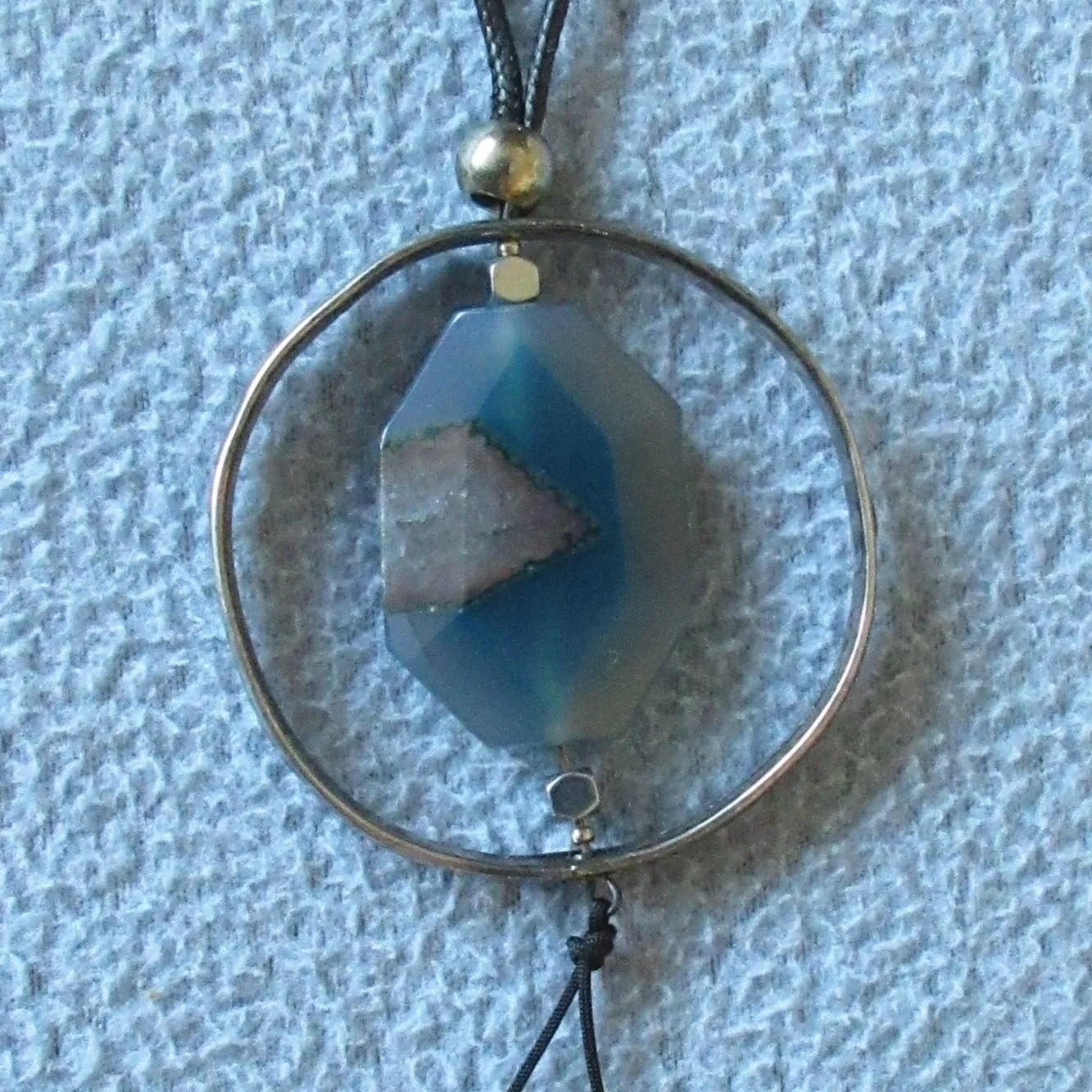 20A03 -Blue Stone Ring Necklace