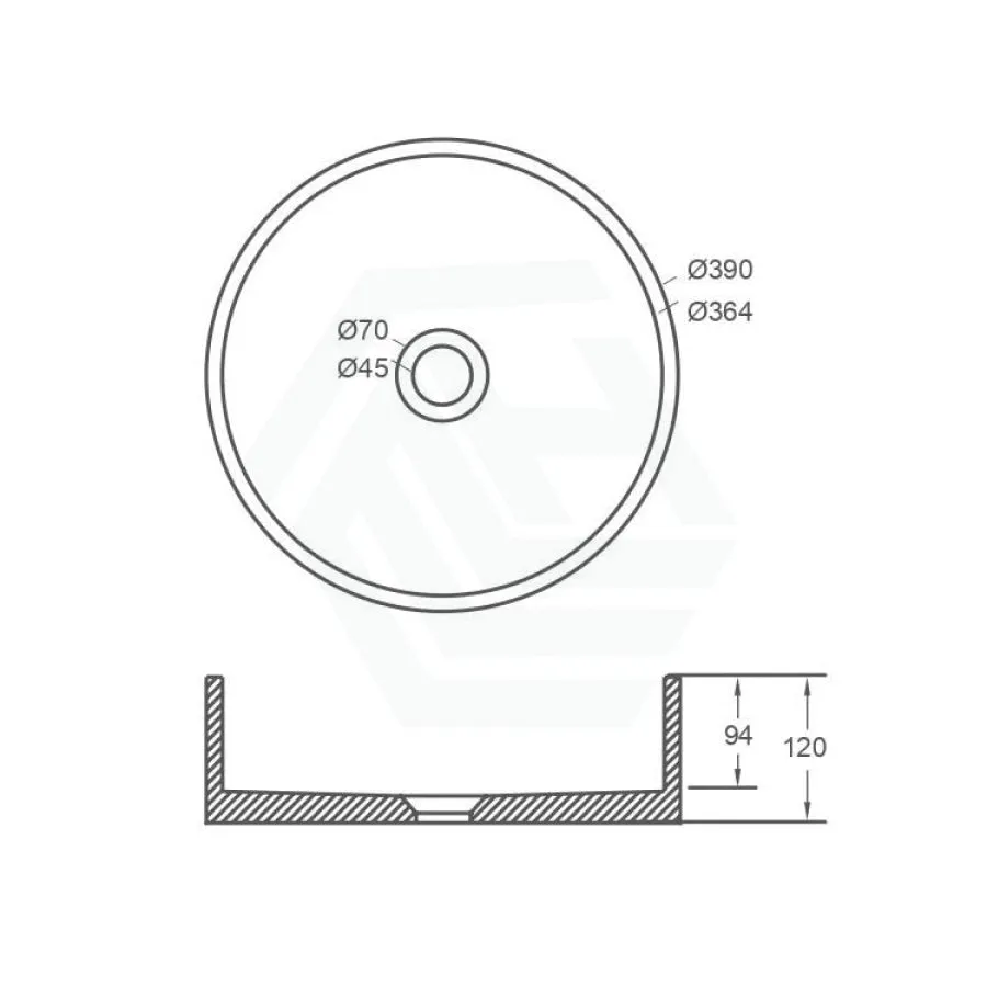 390x390x120mm Round Above Counter Concrete Basin Barbie Pink Pop Up Waste Included