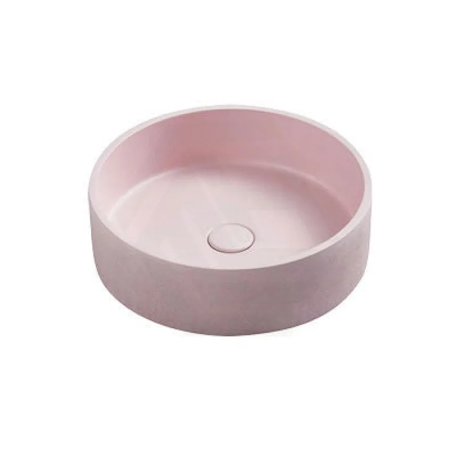 390x390x120mm Round Above Counter Concrete Basin Barbie Pink Pop Up Waste Included