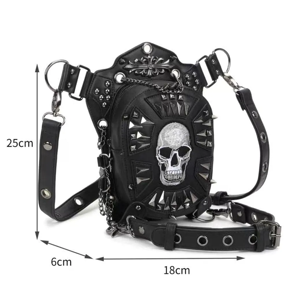 3D Bags Multi-functional Studded Hip Hop Chest Skull Sling Bag Cross Body Shoulder Bag For Men Women Punk