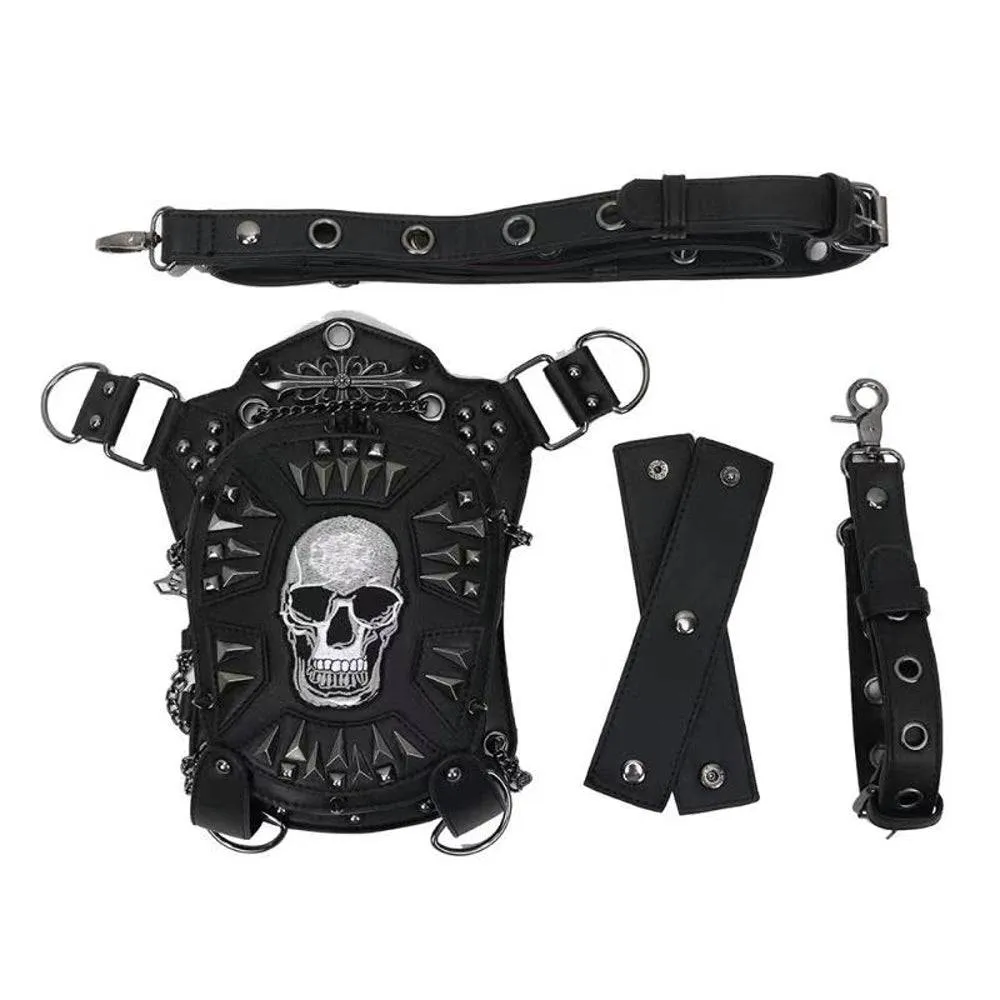 3D Bags Multi-functional Studded Hip Hop Chest Skull Sling Bag Cross Body Shoulder Bag For Men Women Punk