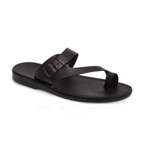 Abner - Leather Metal Buckle Sandal | Black