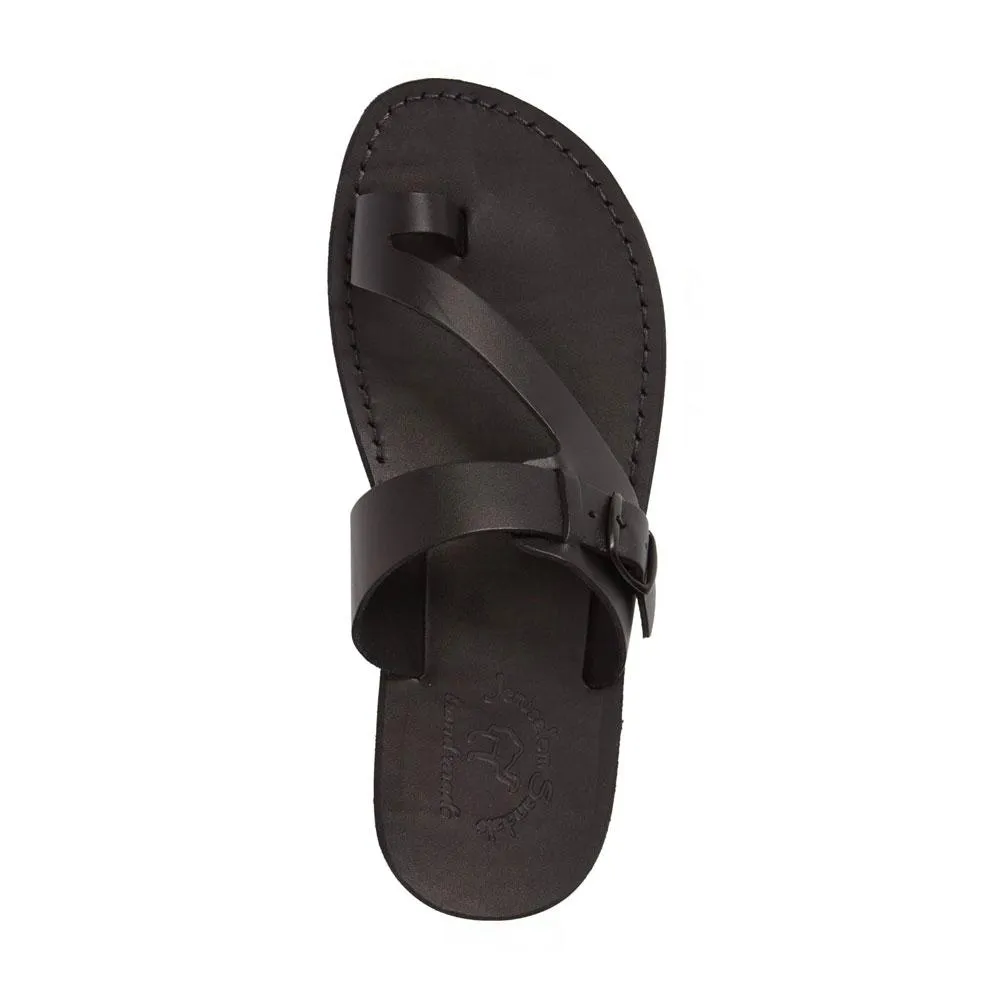 Abner - Leather Metal Buckle Sandal | Black