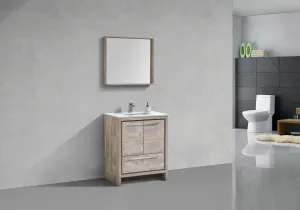 AD30" Nature Wood, Quartz Countertop, Floor Standing Modern Bathroom Vanity