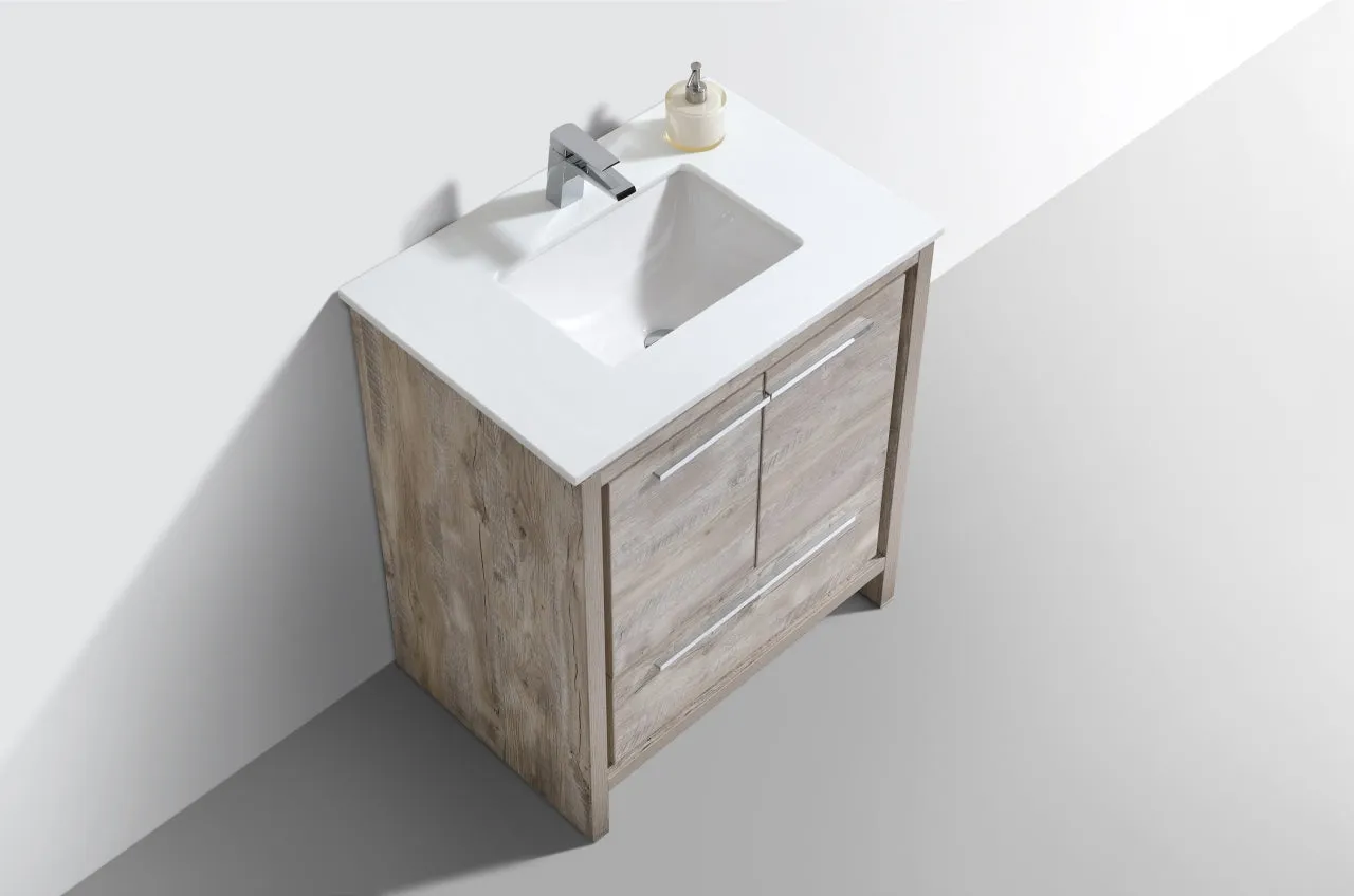 AD30" Nature Wood, Quartz Countertop, Floor Standing Modern Bathroom Vanity