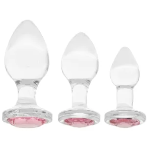 Adam & Eve  Pink Gem Glass Plug Set