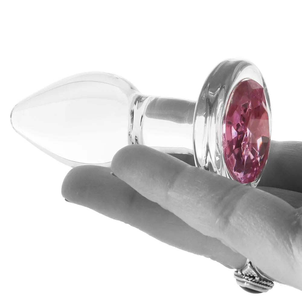 Adam & Eve  Pink Gem Glass Plug Set