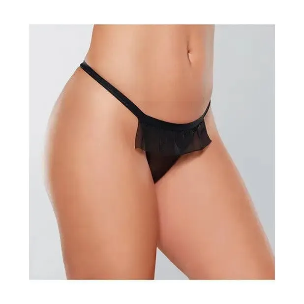 Adore 'Black Tie' Mesh Front with Bow Back Thong