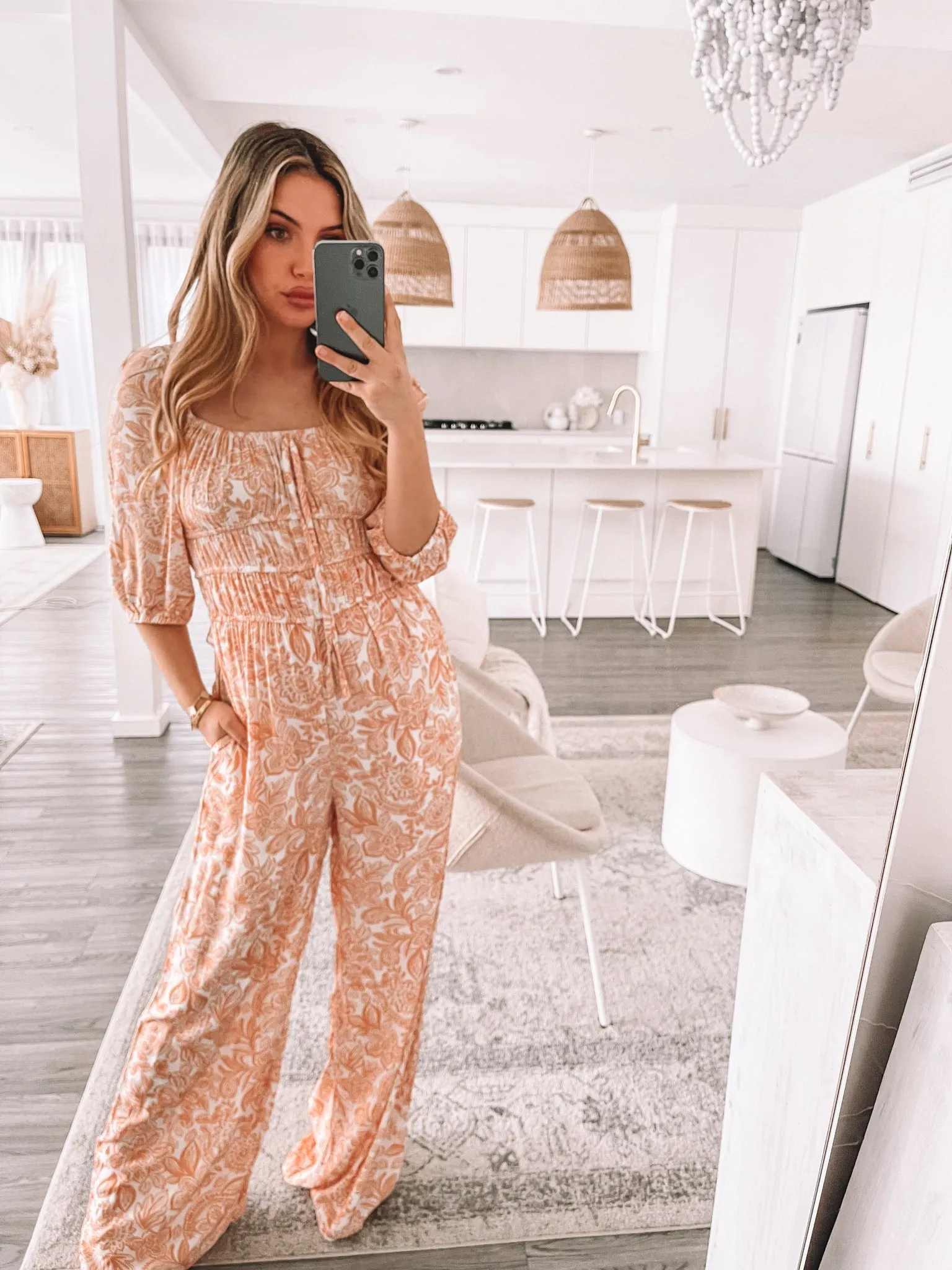 Agnette Jumpsuit - Apricot Paisley