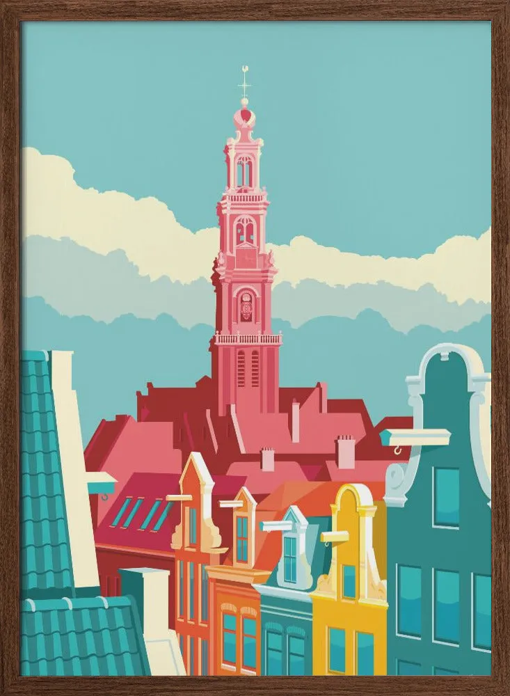 Amsterdam Westerkerk Jordaan - Stretched Canvas, Poster or Fine Art Print