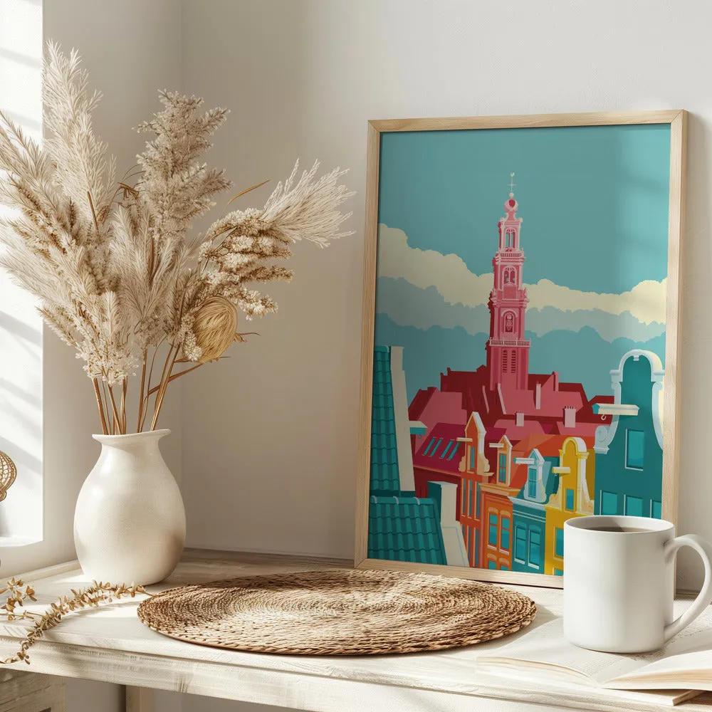 Amsterdam Westerkerk Jordaan - Stretched Canvas, Poster or Fine Art Print