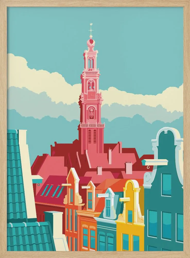 Amsterdam Westerkerk Jordaan - Stretched Canvas, Poster or Fine Art Print