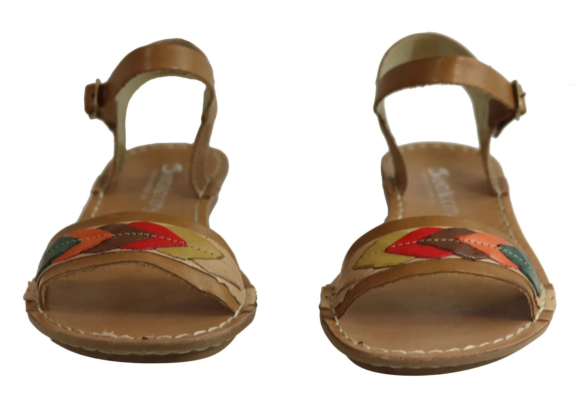 Andacco Petal Womens Comfortable Flat Leather Sandals Made In Brazil