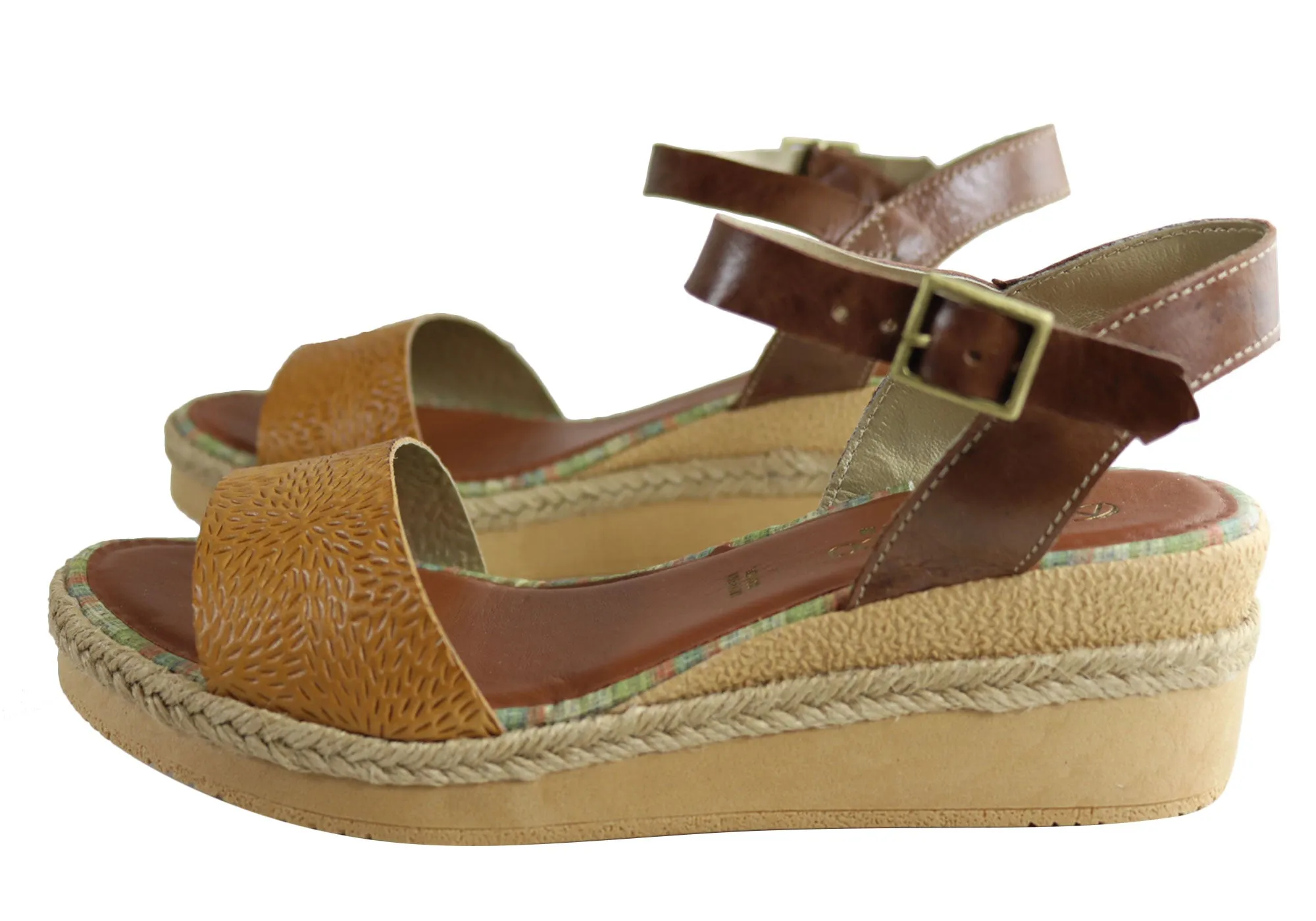 Andacco Zara Womens Brazilian Comfortable Leather Wedge Sandals