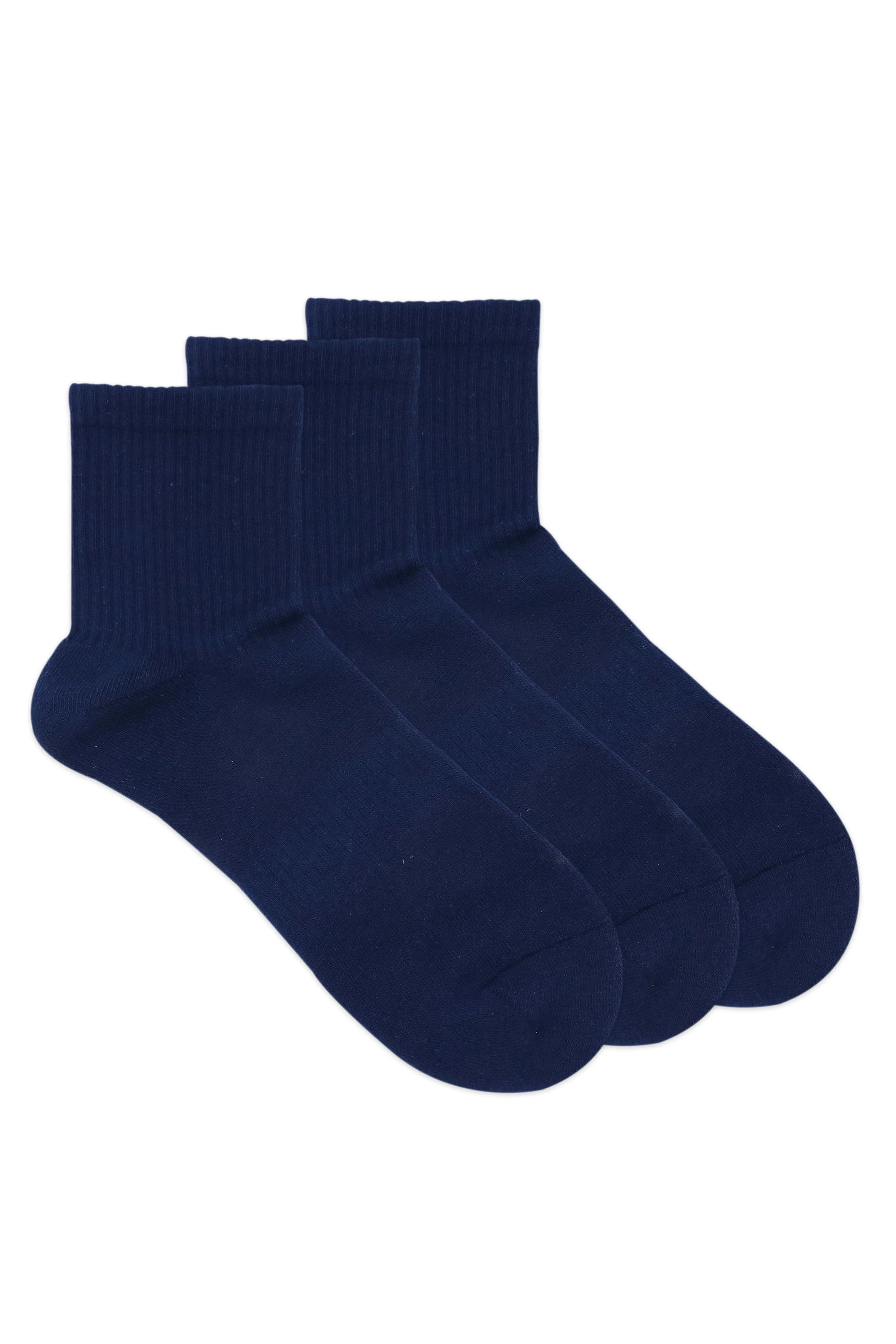 Balenzia Men's Full Cushioned Terry/Towel Ankle Sports Socks, Gym Socks- Navy (Pack of 3/1U)