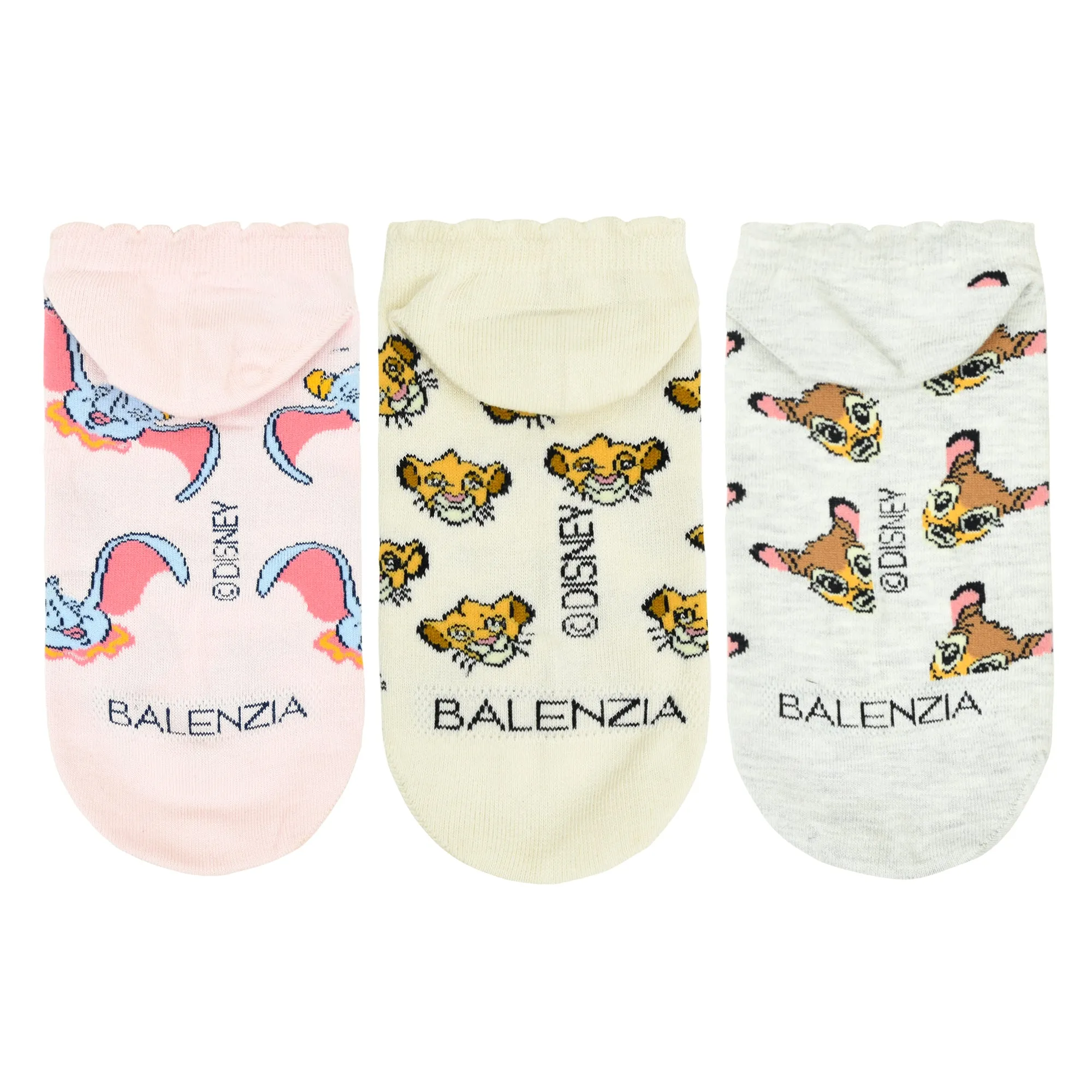 Balenzia X Disney Animals Printed Ankle Socks for Women | Pack of 3