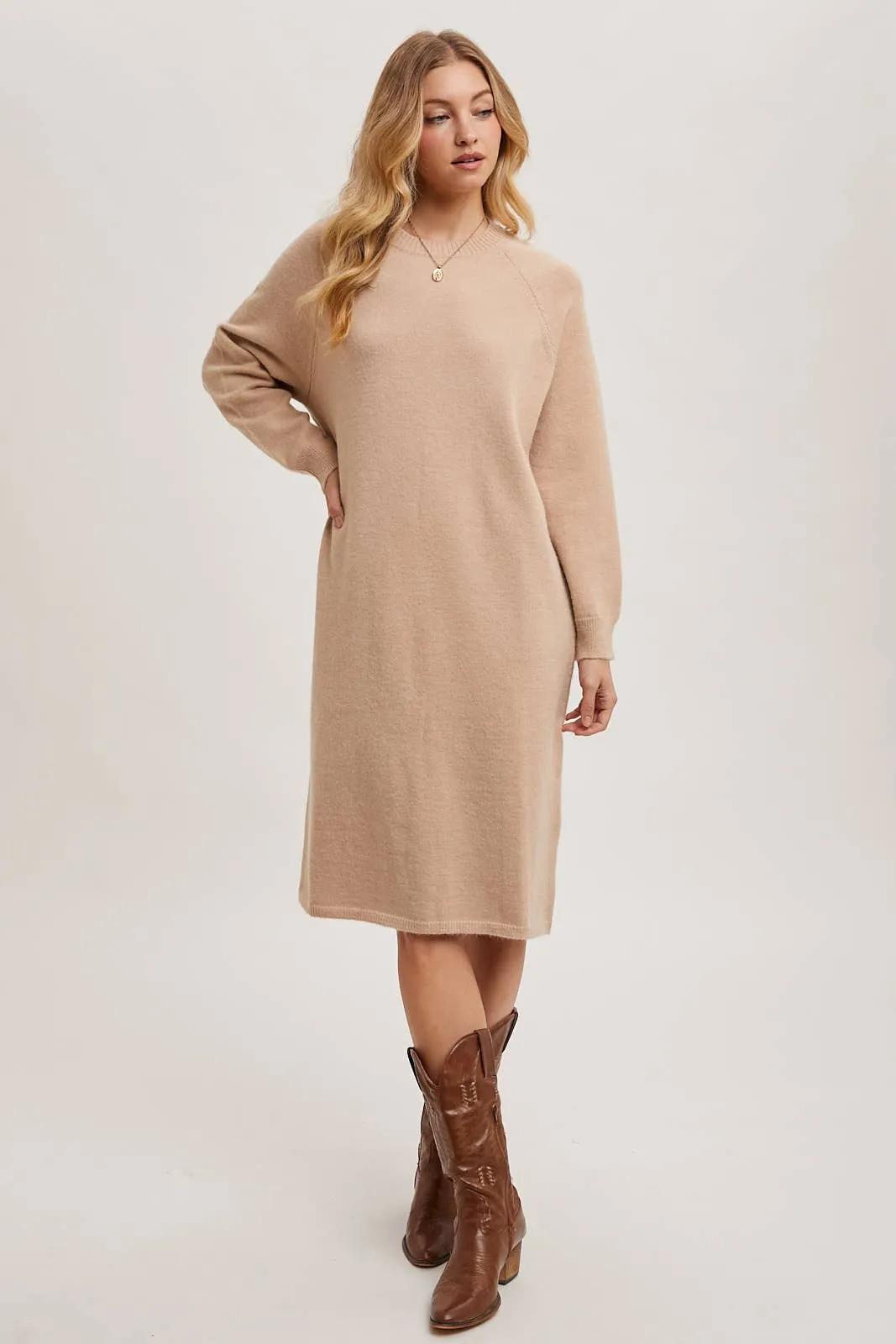 BASIC KNIT SWEATER MIDI DRESS