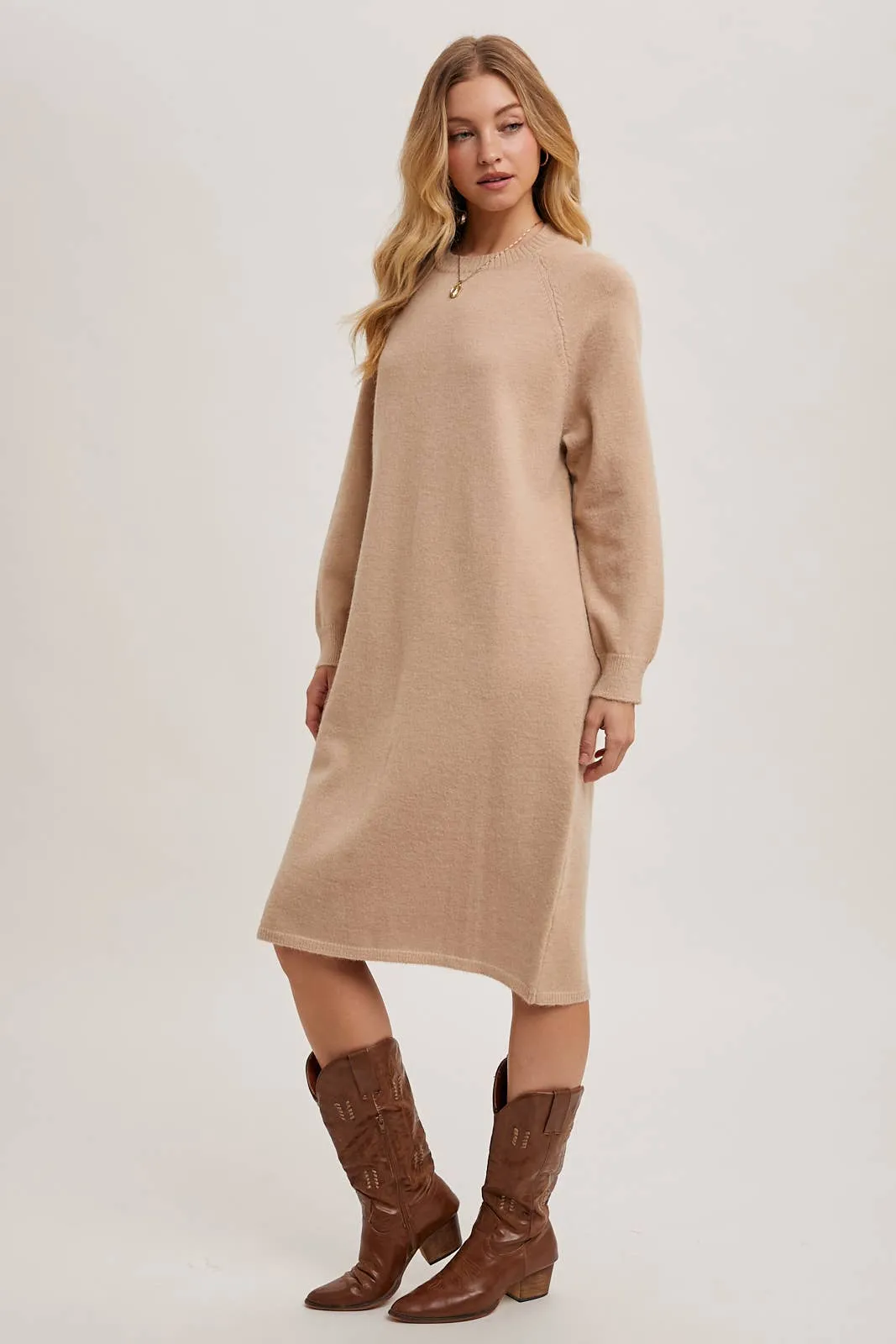 BASIC KNIT SWEATER MIDI DRESS