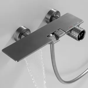 Bath Shower Faucet Set Waterfall Bathtub Mixer With Handheld Shower