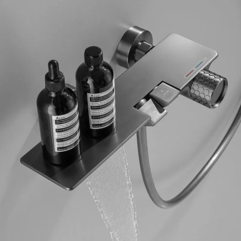 Bath Shower Faucet Set Waterfall Bathtub Mixer With Handheld Shower