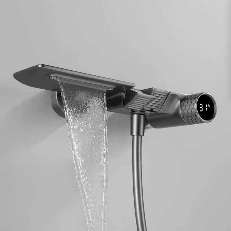 Bath Shower Faucet Set Waterfall Bathtub Mixer With Handheld Shower