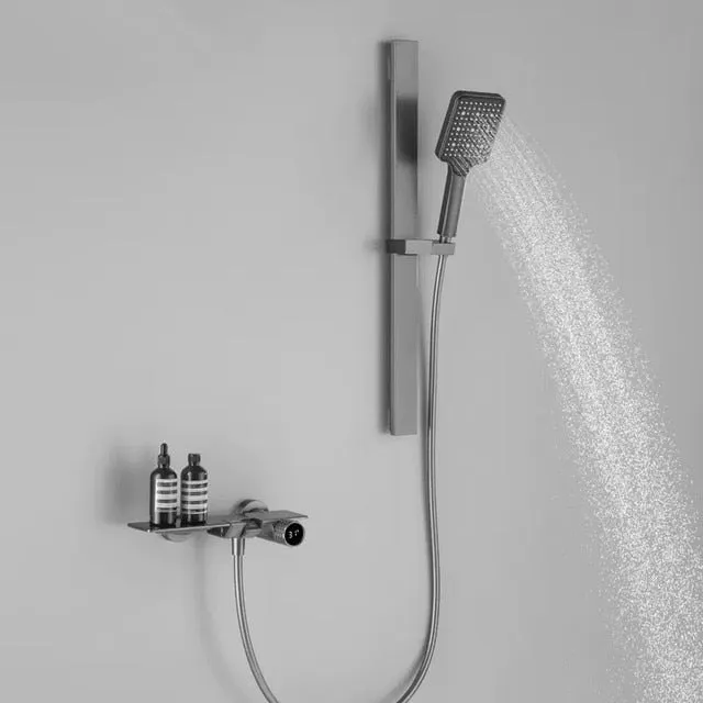 Bath Shower Faucet Set Waterfall Bathtub Mixer With Handheld Shower