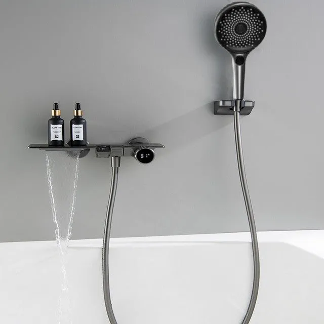 Bath Shower Faucet Set Waterfall Bathtub Mixer With Handheld Shower