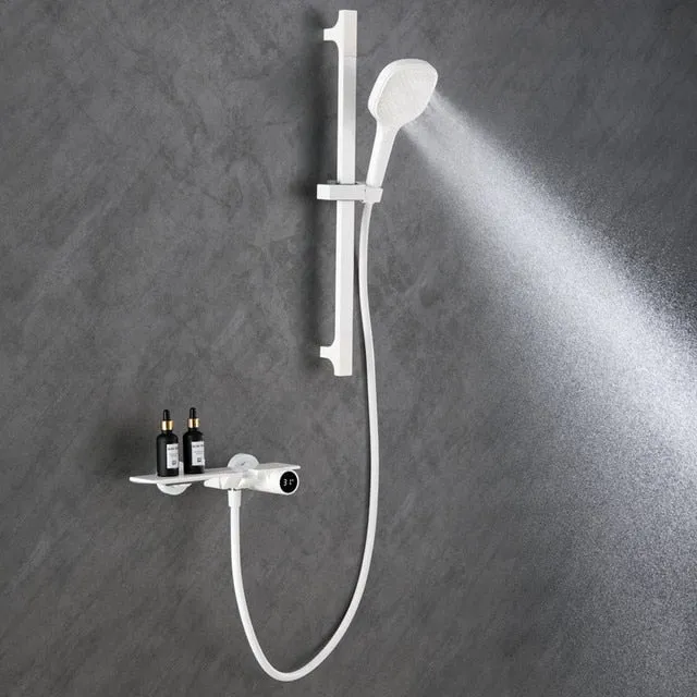 Bath Shower Faucet Set Waterfall Bathtub Mixer With Handheld Shower