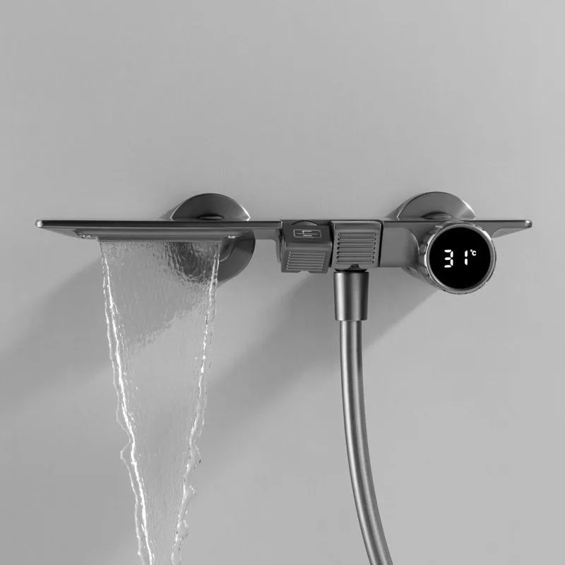 Bath Shower Faucet Set Waterfall Bathtub Mixer With Handheld Shower