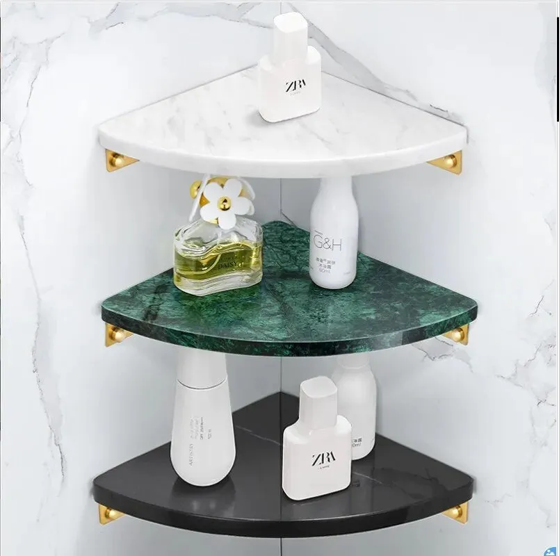 Bathroom Accessory Set Brushed Gold Bathroom Holder Marble and Brass