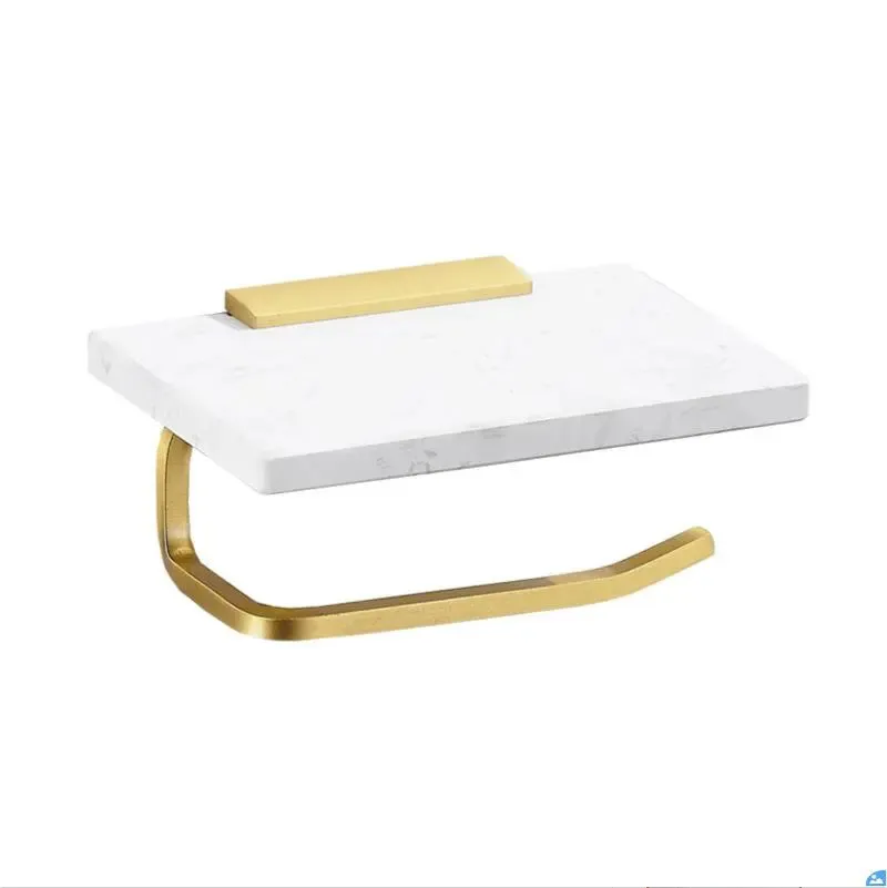 Bathroom Accessory Set Brushed Gold Bathroom Holder Marble and Brass