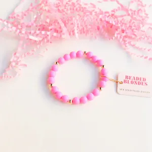 Beaded Blondes | Set of Three | Hot Pink Bubble Bracelet Set