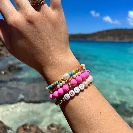 Beaded Blondes | Set of Three | Hot Pink Bubble Bracelet Set