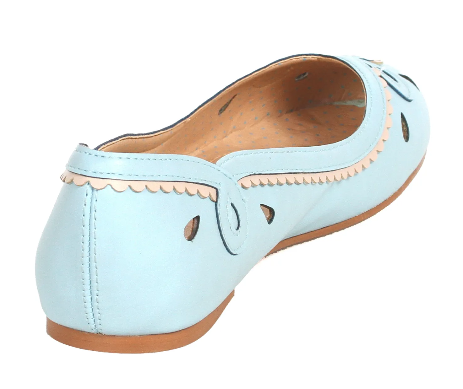 BETTIE PAGE DOLLY CUTOUT FLATS LIGHT BLUE