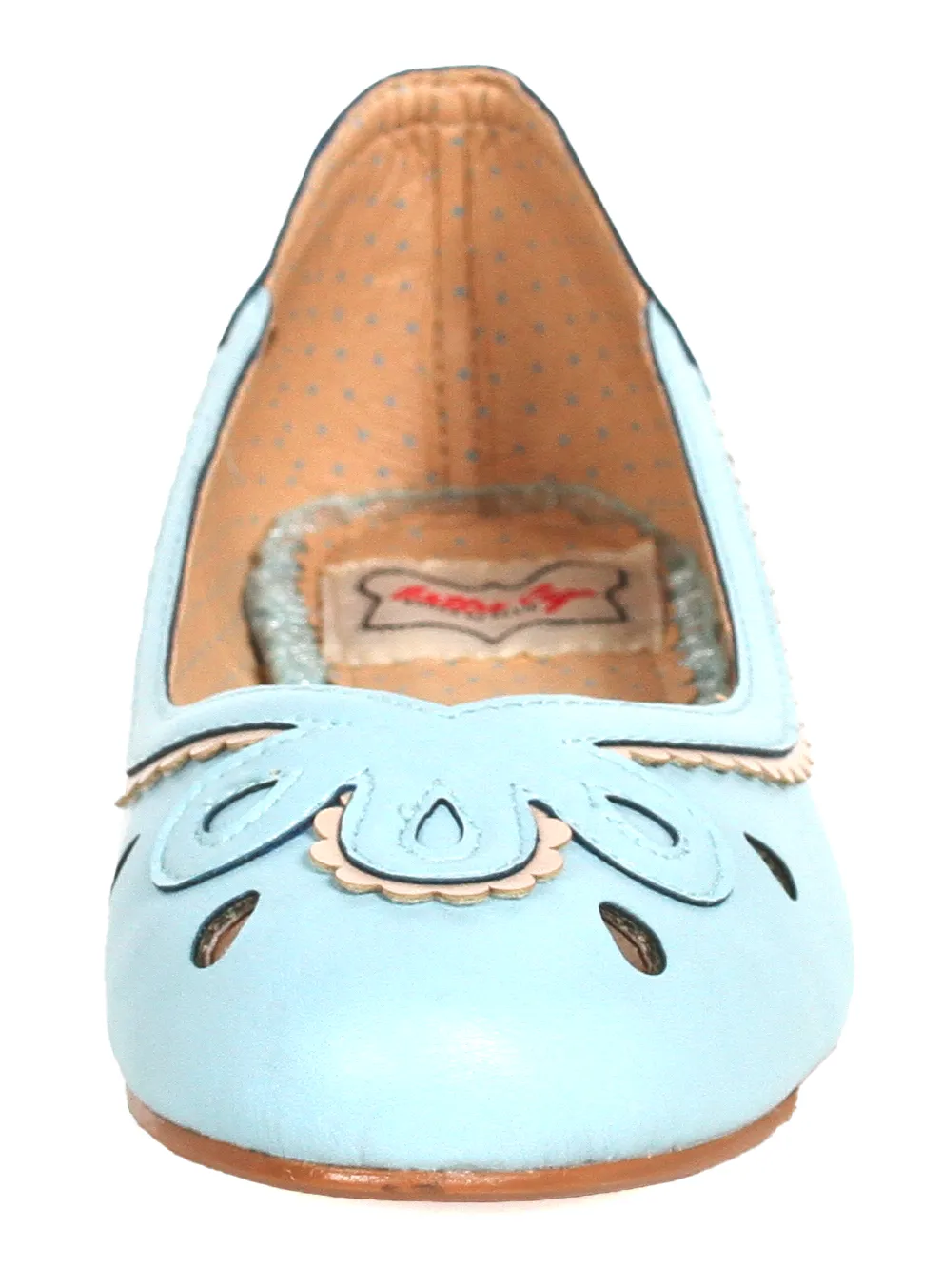 BETTIE PAGE DOLLY CUTOUT FLATS LIGHT BLUE