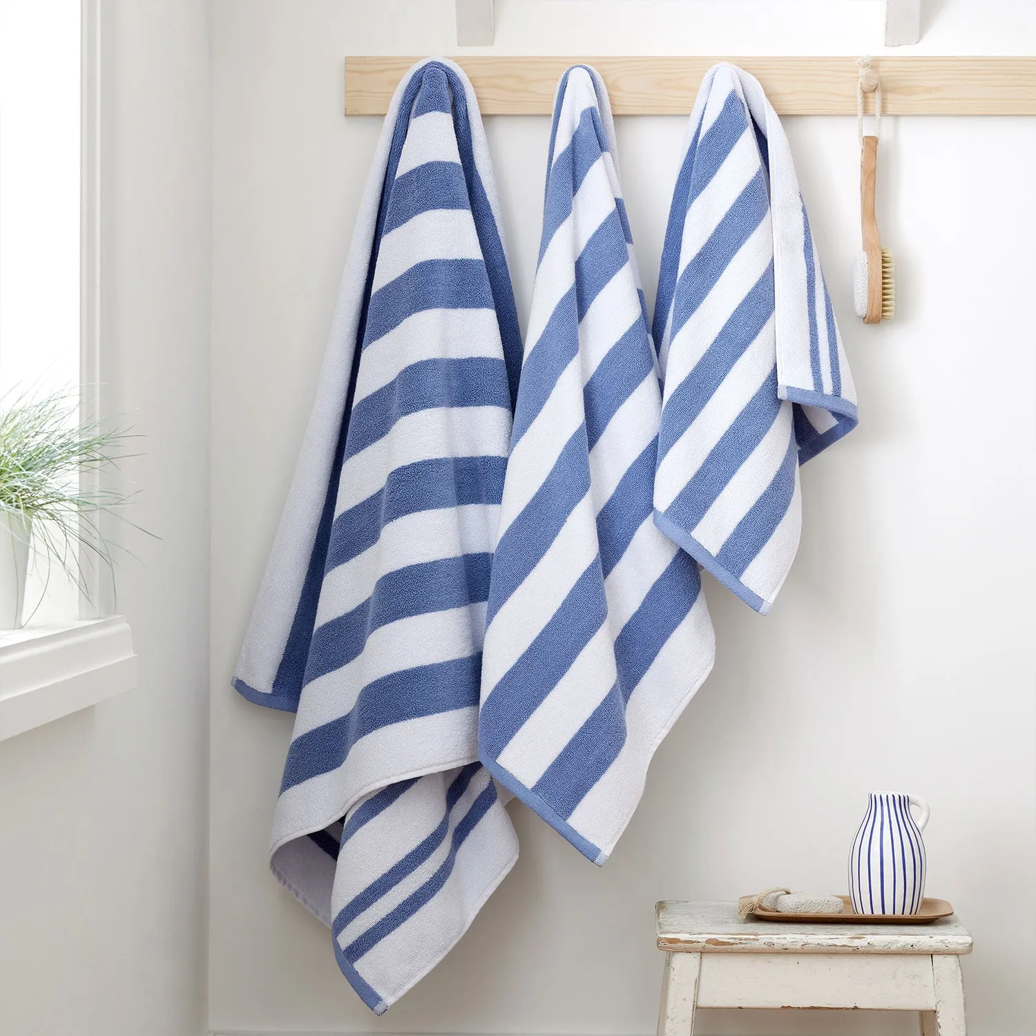 Bianca Reversible Stripe Blue Jacquard Towels