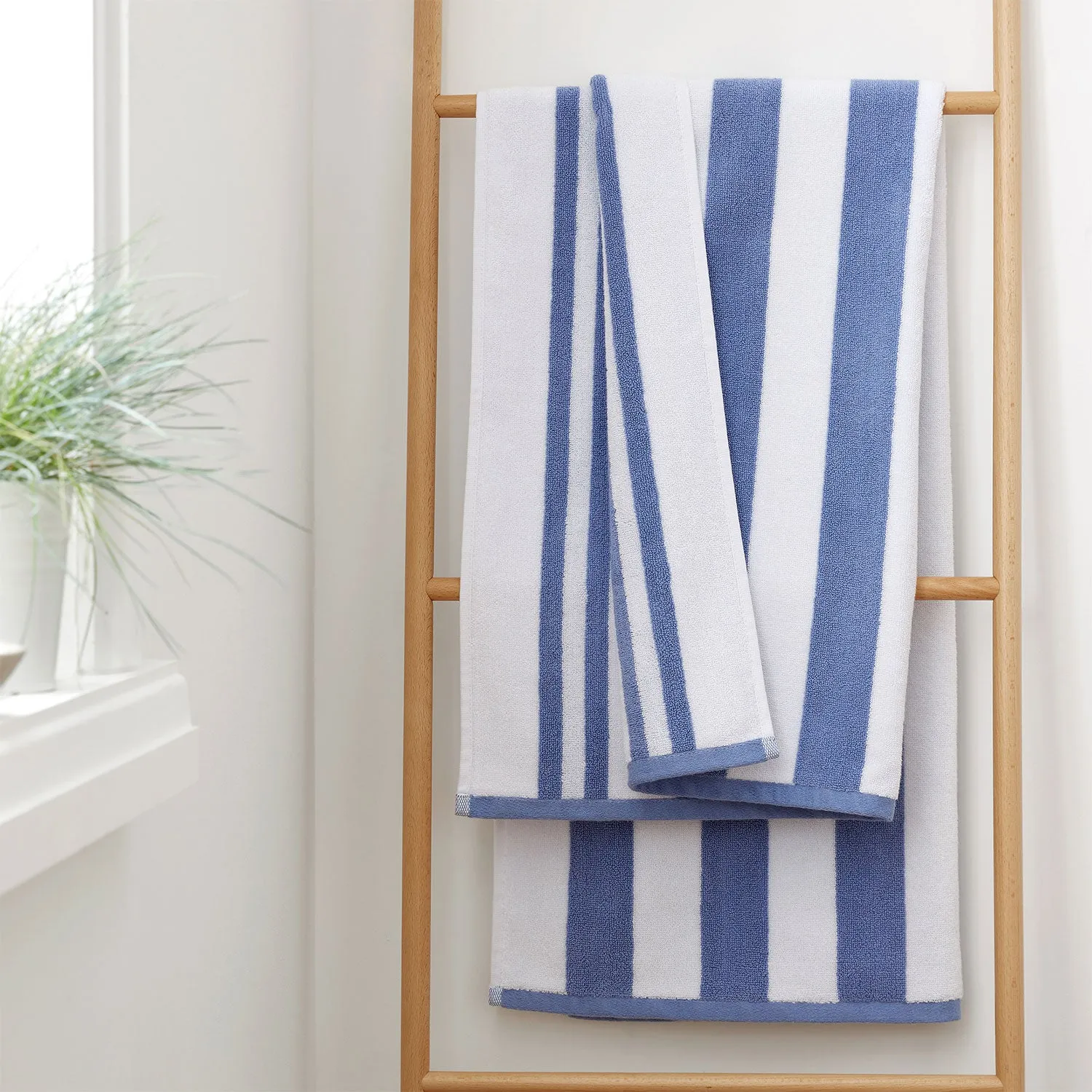 Bianca Reversible Stripe Blue Jacquard Towels