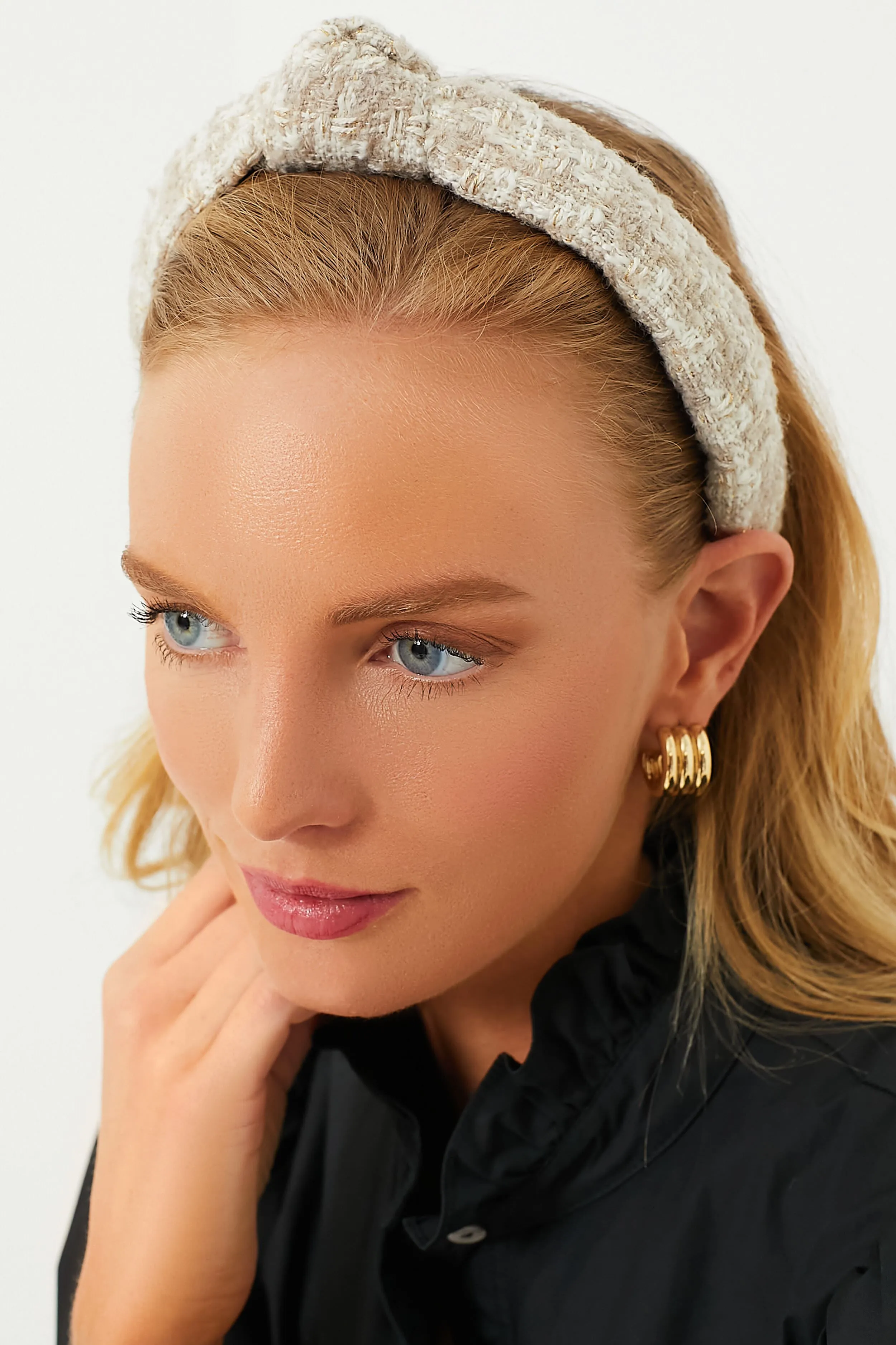 Bisque Tweed Slim Knotted Headband