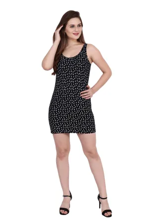 Black Graphic Printed Short Dress