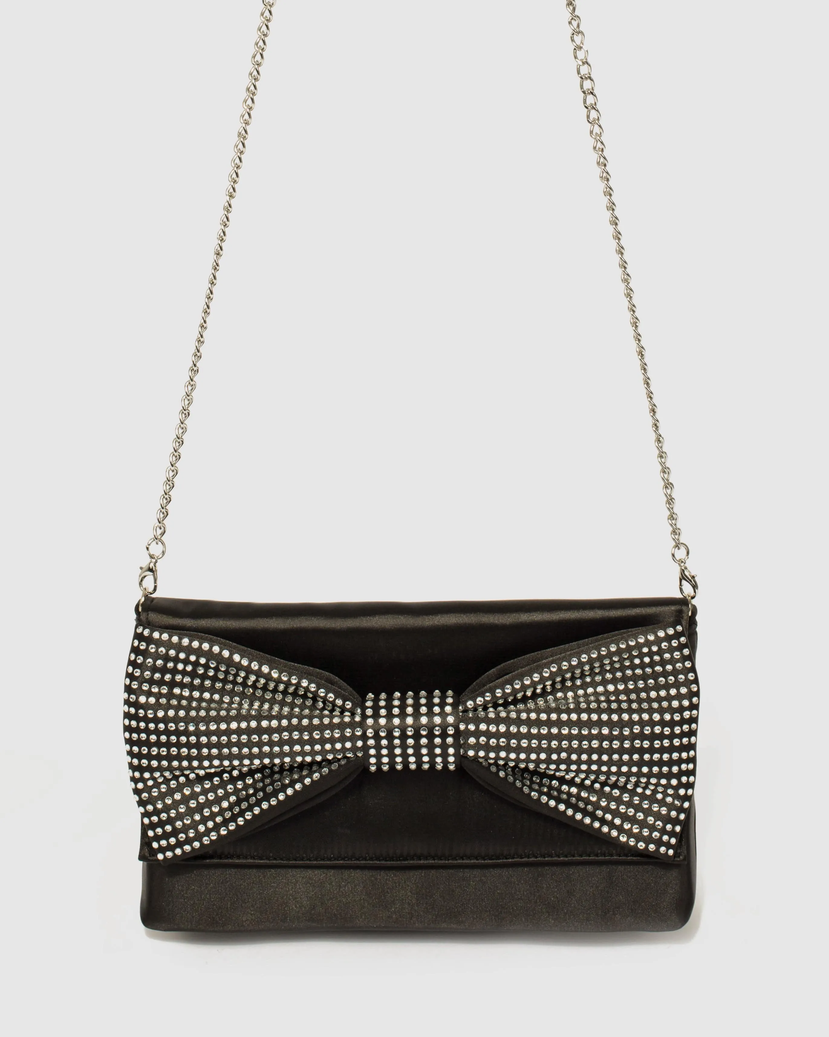 Black Nola Bow Clutch Bag