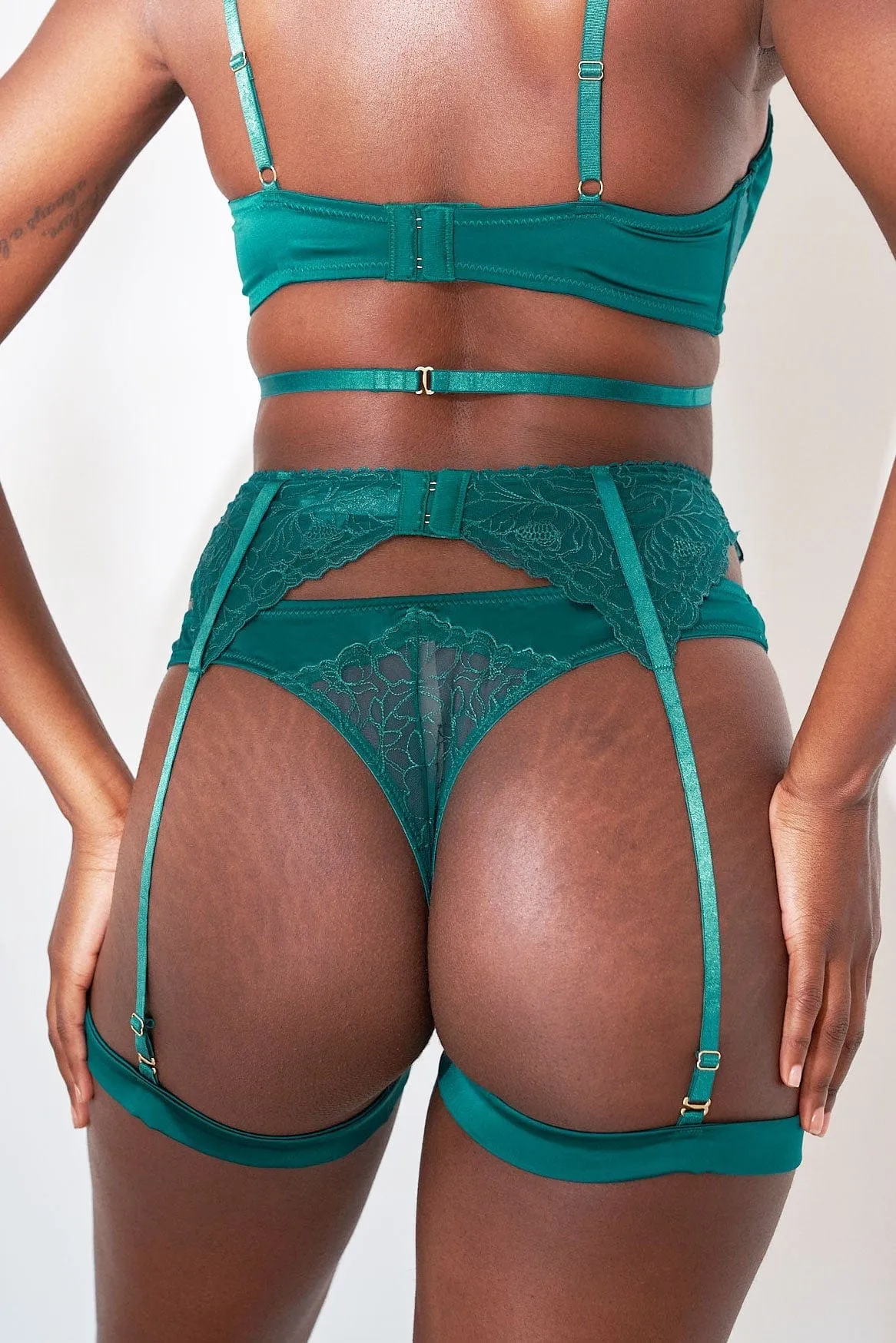 Blair G-String - Lace Cut Out G-String Recycled Emerald