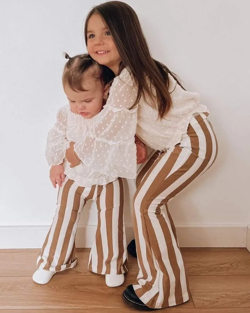 Blakely Boho Bell Bottoms - Tan Stripes