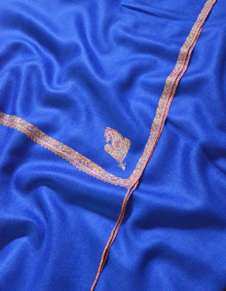 Blue Pashmina Stole In Sozni 5908