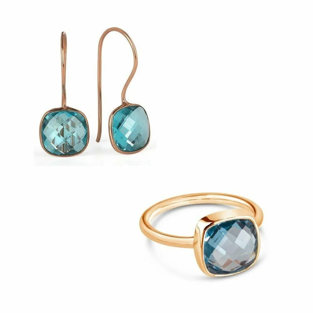 Blue Topaz Earrings | Rose Gold